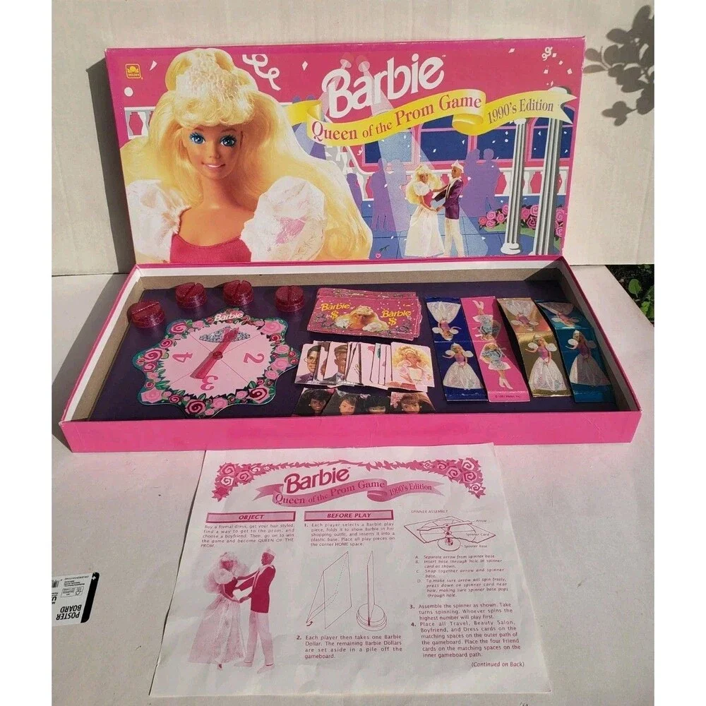 Vtg 1991 Barbie Queen Of The Prom Board Game COMPLETE 1990’s Edition Golden Game